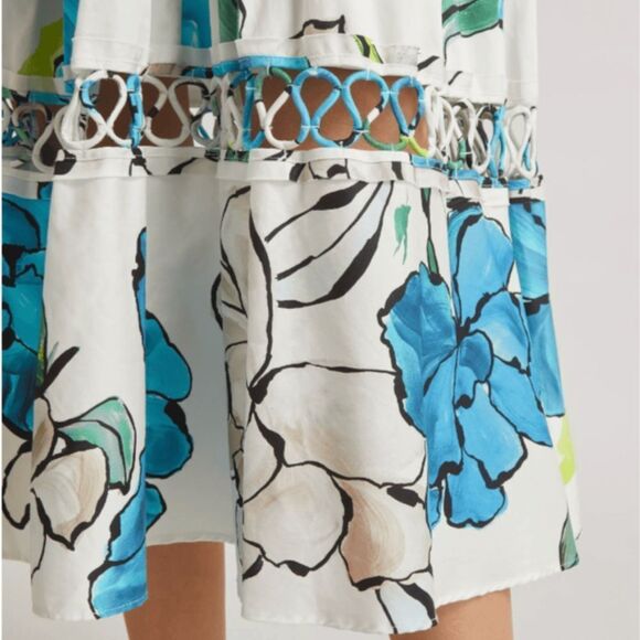 Aje Erika Blue and White Midi Sundress with Square Neck US Size 4, Aus Size 8 - Picture 4 of 4